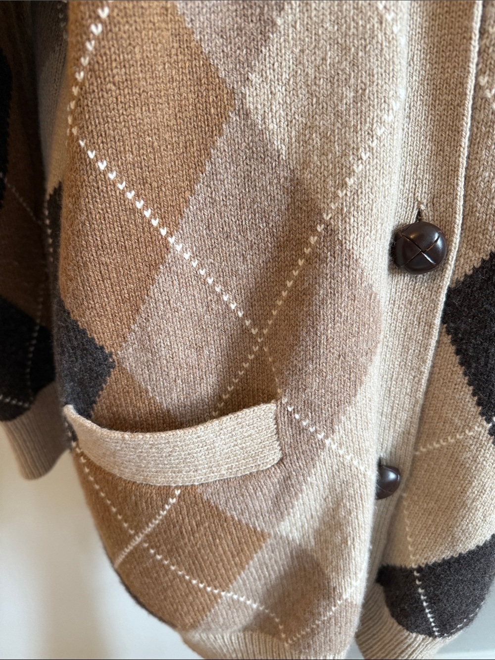 Nili Lotan Wool Argyle Cardigan - Picture 5 of 6
